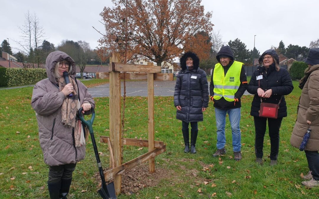 Cérémonie de plantation de l’arbre offert par l’association Prévention Maif à la ville de Vimy.