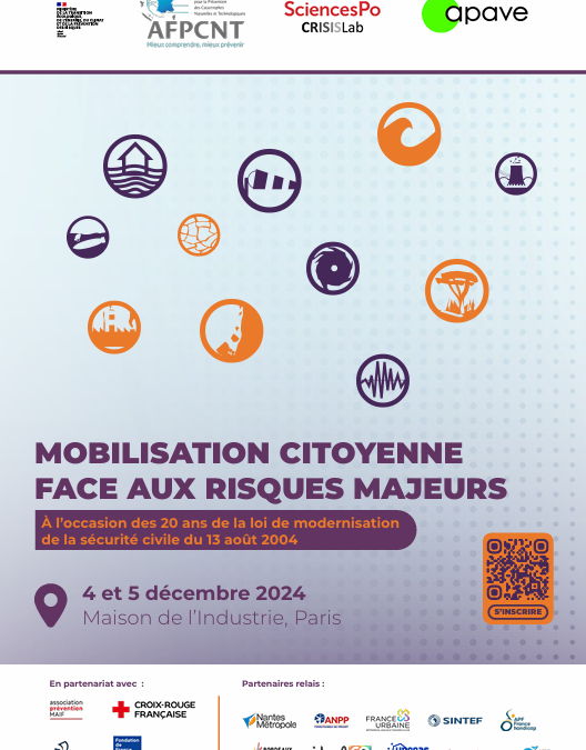 Invitation au Colloque : Mobilisation citoyenne face aux risques majeurs 4 et 5 décembre 2024